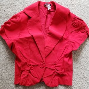 RED SHORT SLEEVED JACKET BUSINESS SUIT BLAZER